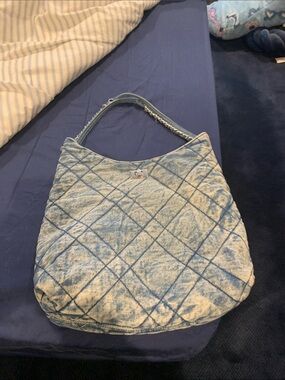 Urban Expressions Light Blue Quilted Denim Shoulder Bag